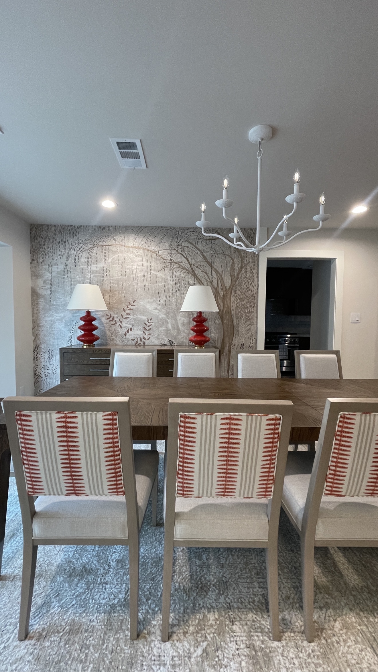 Willow tree mural installed in a dining room